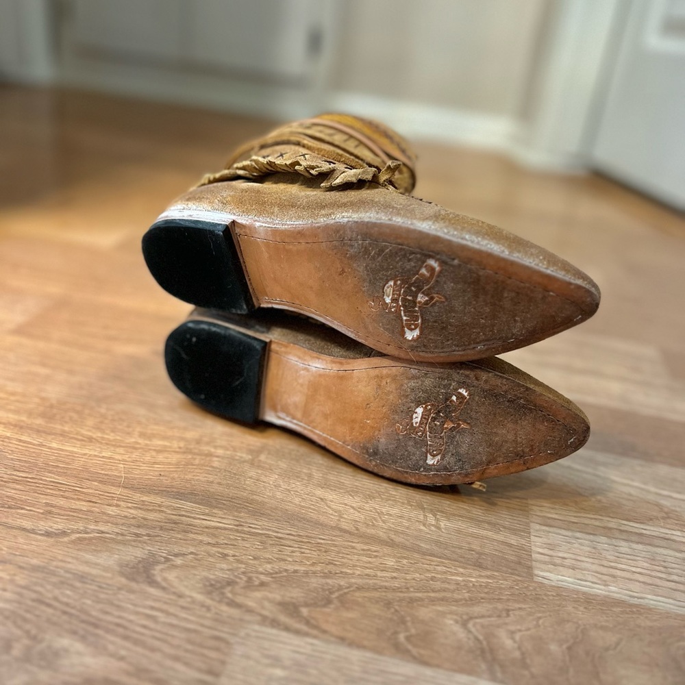 Tan Fringe Ankle Boots - Picture 7 of 7
